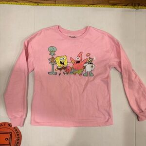 SpongeBob SquarePants Pink Long Sleeve sweatshirt pullover sz small crew neck‎